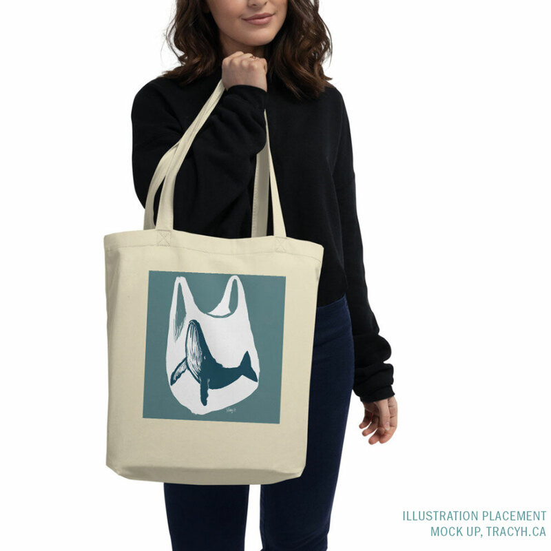 'Find a New Way Home' on canvas tote, Illustration placement mock up 