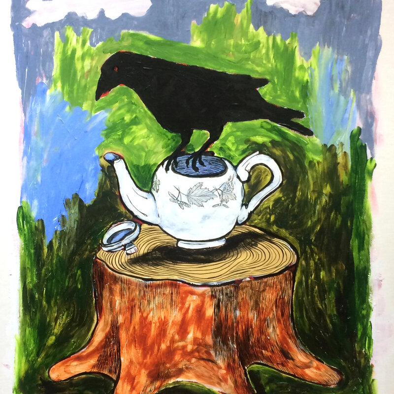 Untitled, paint and ink on bristol board